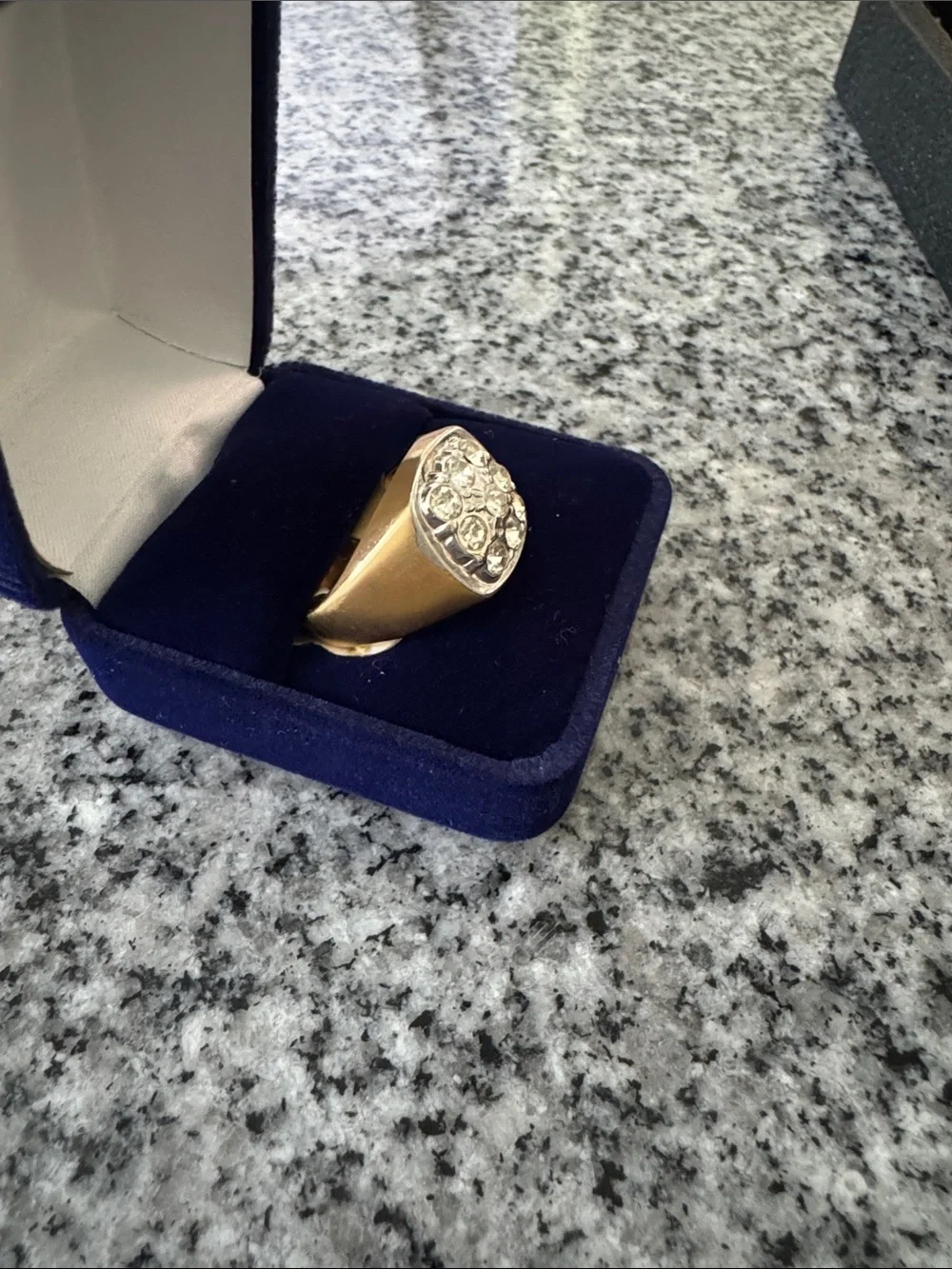 18K Gold Heavy Electroplated Men’s Cluster Crystal Ring - Size 10 & 11 - NWT